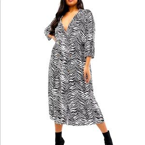 ASOS Curve Zebra Print Collared Midi Shirt Dress